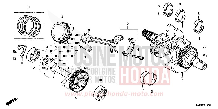 KURBELWELLE/KOLBEN von NC700S Schaltgetriebe PEARL SUNBEAM WHITE (NHA66) von 2013